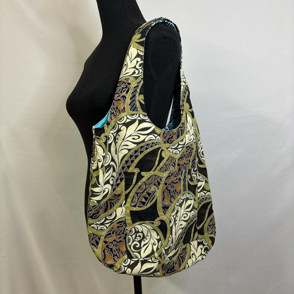 Boho-inspired reversible tote bag